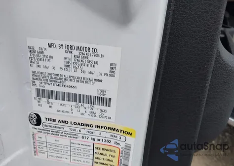 2014 Ford F-150 Xlt from USA, damaged, VIN 1FTFW1ET4EFB49551